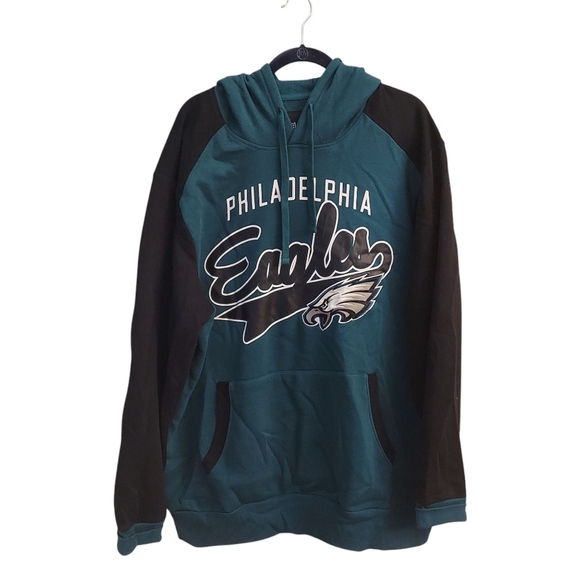 NFL Philadelphia Eagles Teal and Black Logo Pullover Hoodie - Picture 1 of 13
